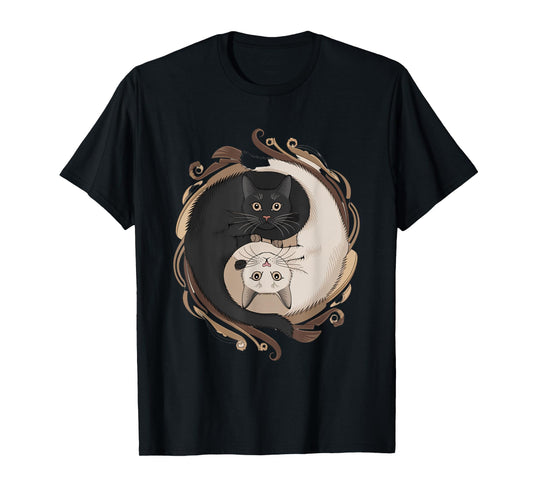 Yin Yang Cats with Decorative Elements T-Shirt