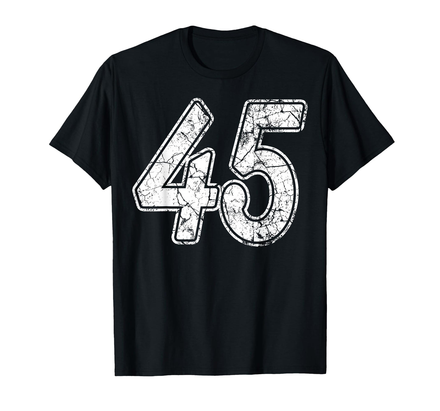 Distressed White Script Number 45 Jersey Player Uniform #45 T-Shirt