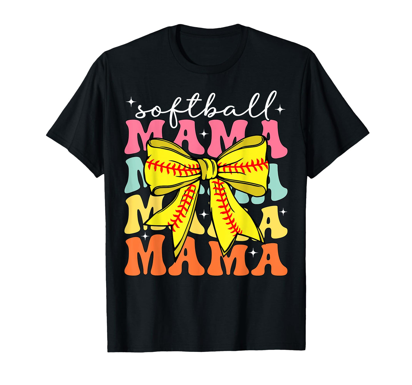 Softball Mama Coquette Bow Softball Mom Mothers Day Game day T-Shirt