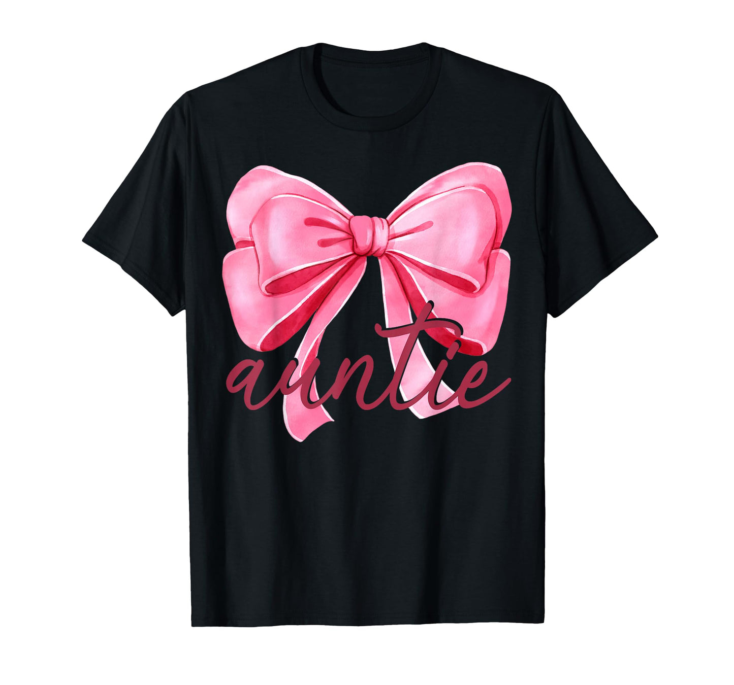 Auntie Pink Bow Birthday Baby Shower Family Pink Ribbon T-Shirt