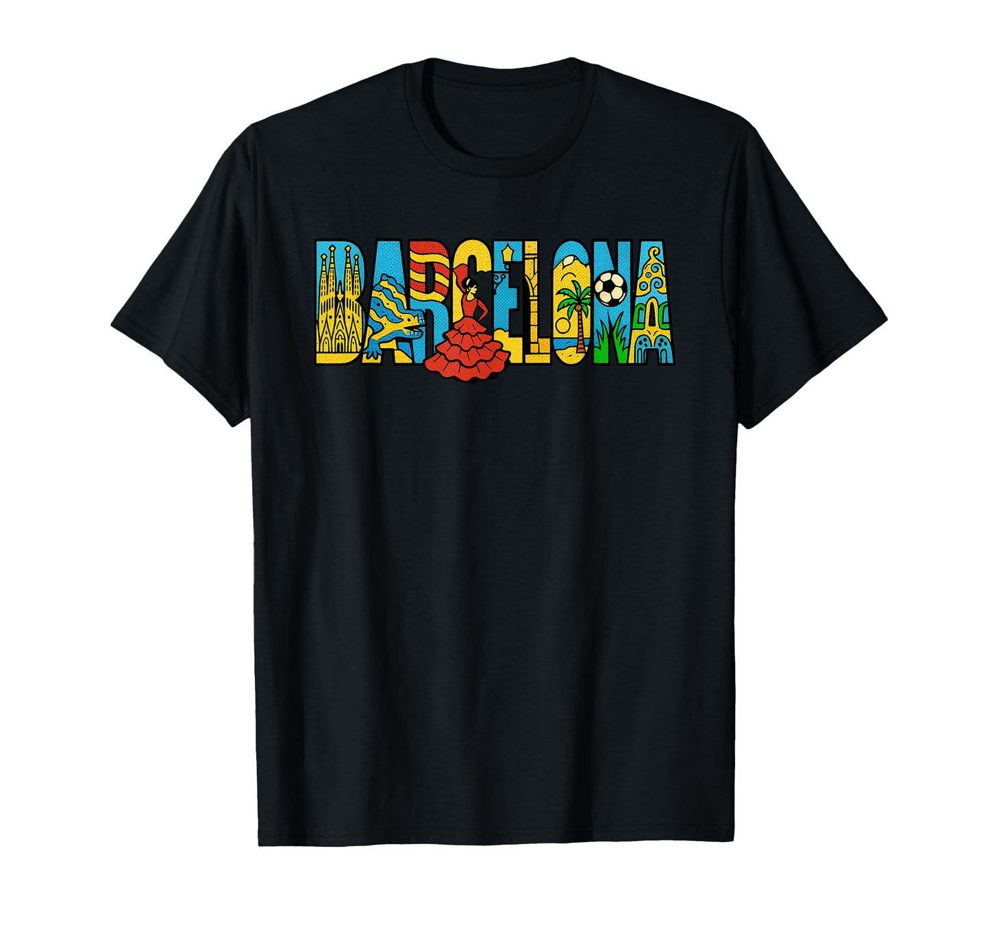Barcelona Spain Souvenir City Icons Graphic T-Shirt