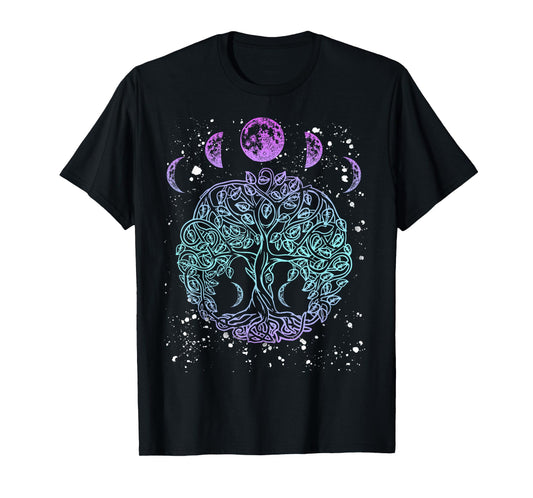 Moon Phases Tree of Life - Viking Pagan Wicca T-Shirt