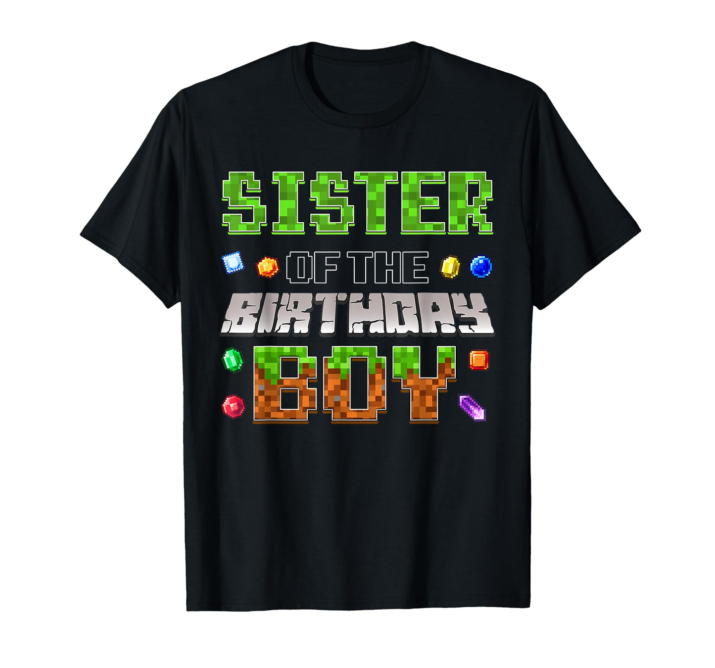 Sister Of The Birthday Boy Game Pixel Number Birthday Party T-Shirt