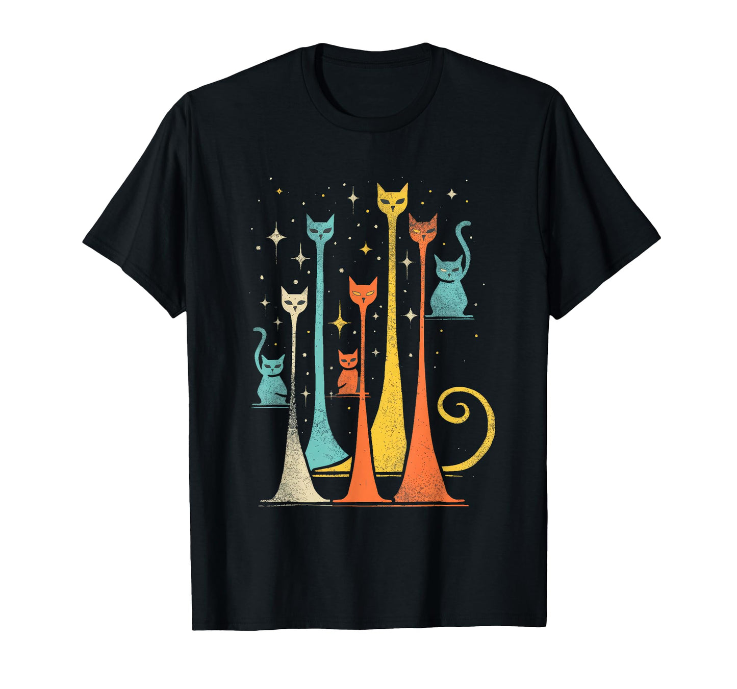 Cute Cat Gang Vintage Shirt 50s Retro Space Cat Print T-Shirt