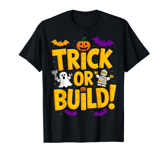 Halloween Costume Master Builder Bricks Blocks Building Kids T-Shirt