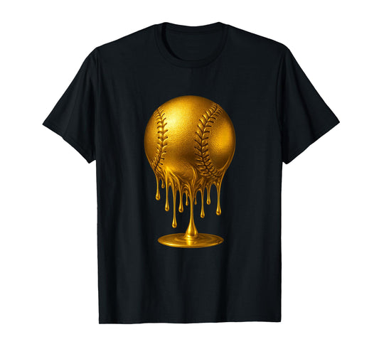 Dripping Gold Drip Baseball Game Day Player Coach Baller T-Shirt