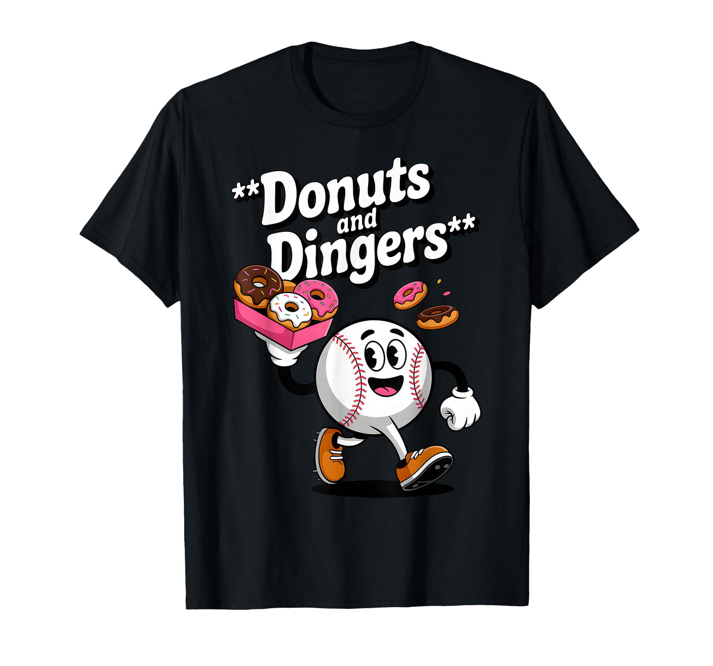 Donuts And Dingers Baseball Fan Humor Donut T-Shirt