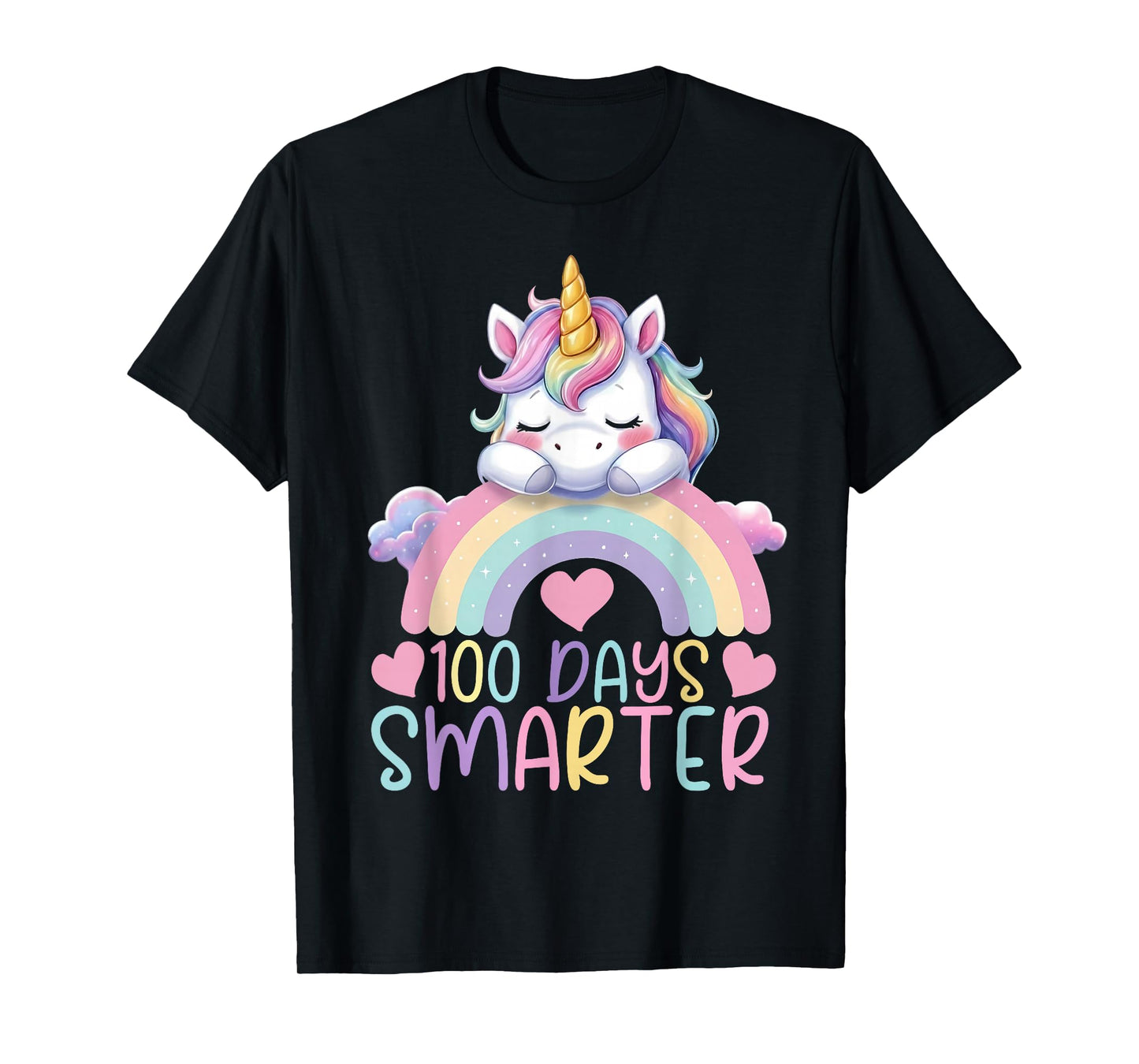 100 Days Smarter Kids Girls Unicorn 100th Day of School T-Shirt