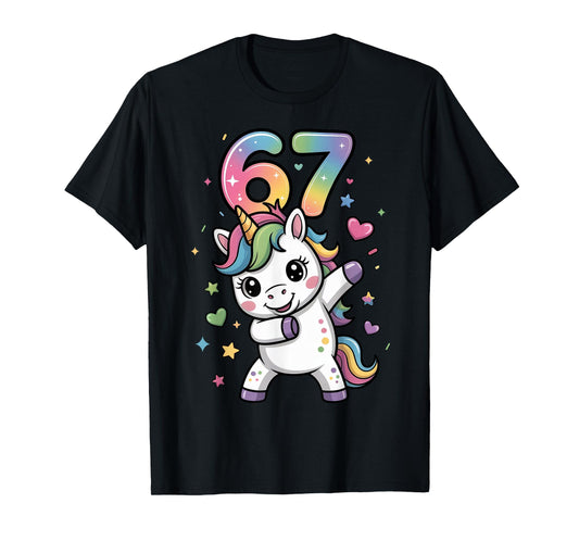 Viral 67 Unicorn Meme Girls 6 7 Six Seven Brainrot 6-7 Funny T-Shirt