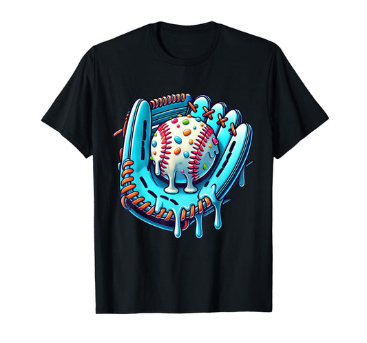 Baseball Drip Design Ice Cream Sprinkles Baseball Player T-Shirt