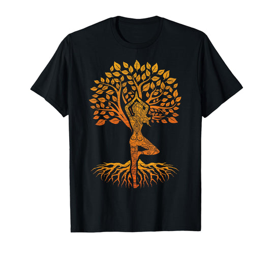 Tree of Life Yoga T-Shirt: Chakra Haka, Classic Fit, Round Neck, Black