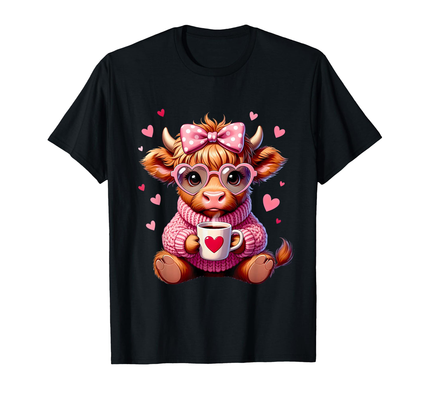 Highland Cow Cute Adorable Highland Cow Girl Graphic T-Shirt