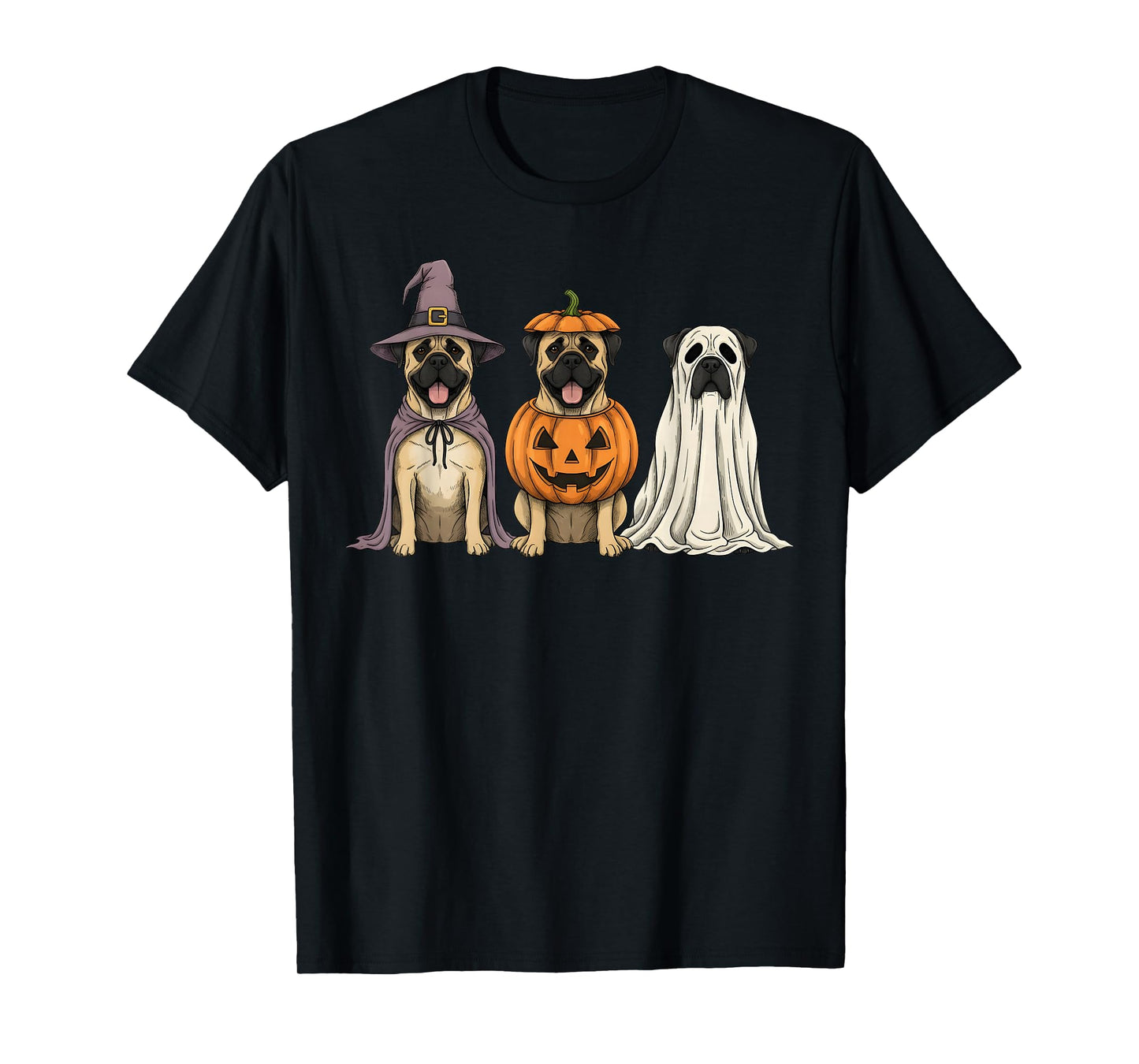Spooky Ghost Bullmastiff Pumpkin Halloween Dog Lover T-Shirt
