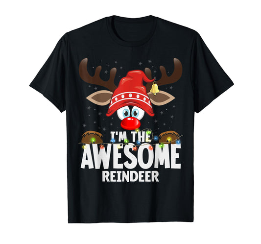 99 Gifts Matching Christmas Reindeer T-Shirt - Unisex-Adults, Black, Small, Short Sleeve