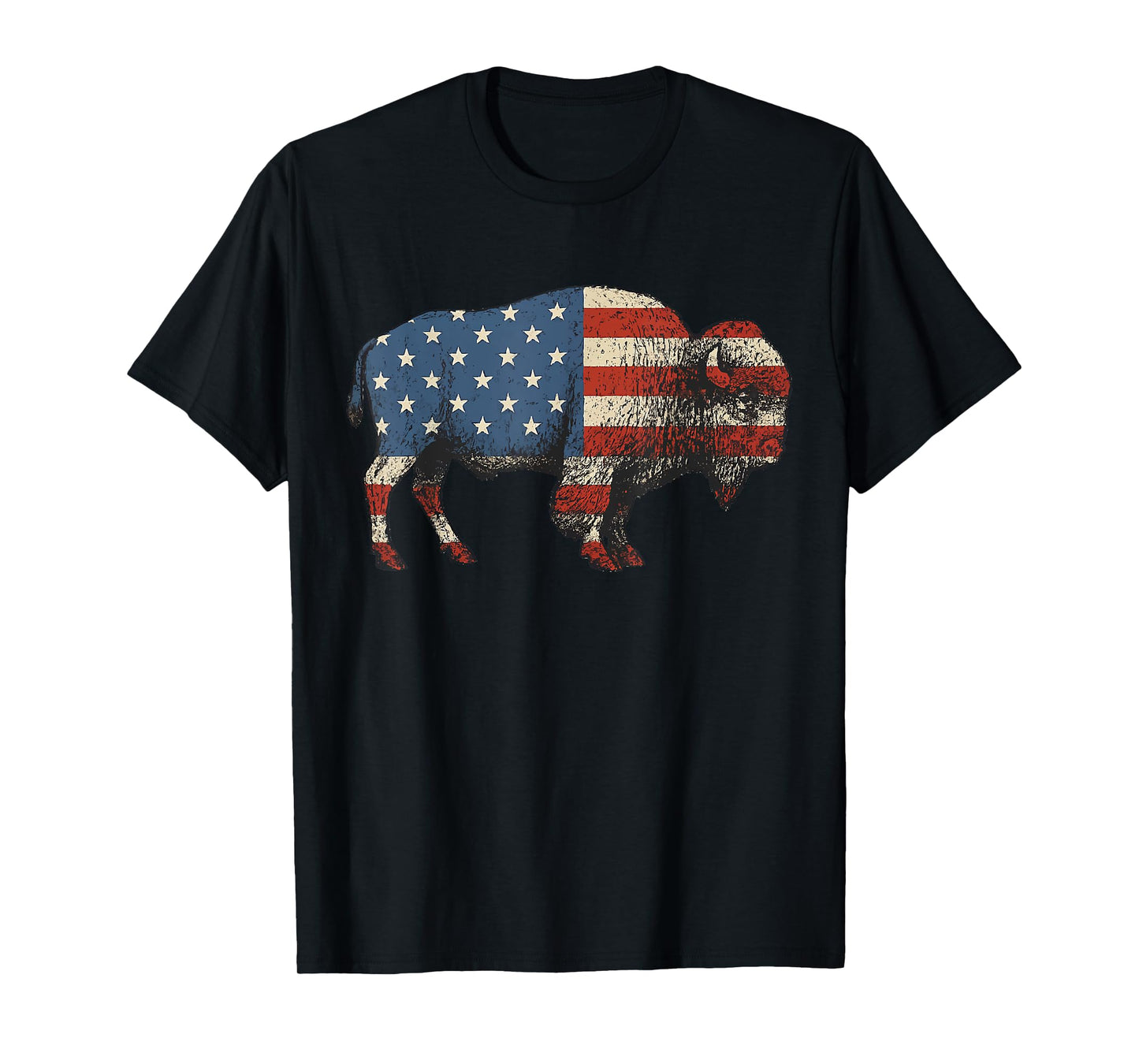 Bison USA American Flag Patriotic United States T-Shirt