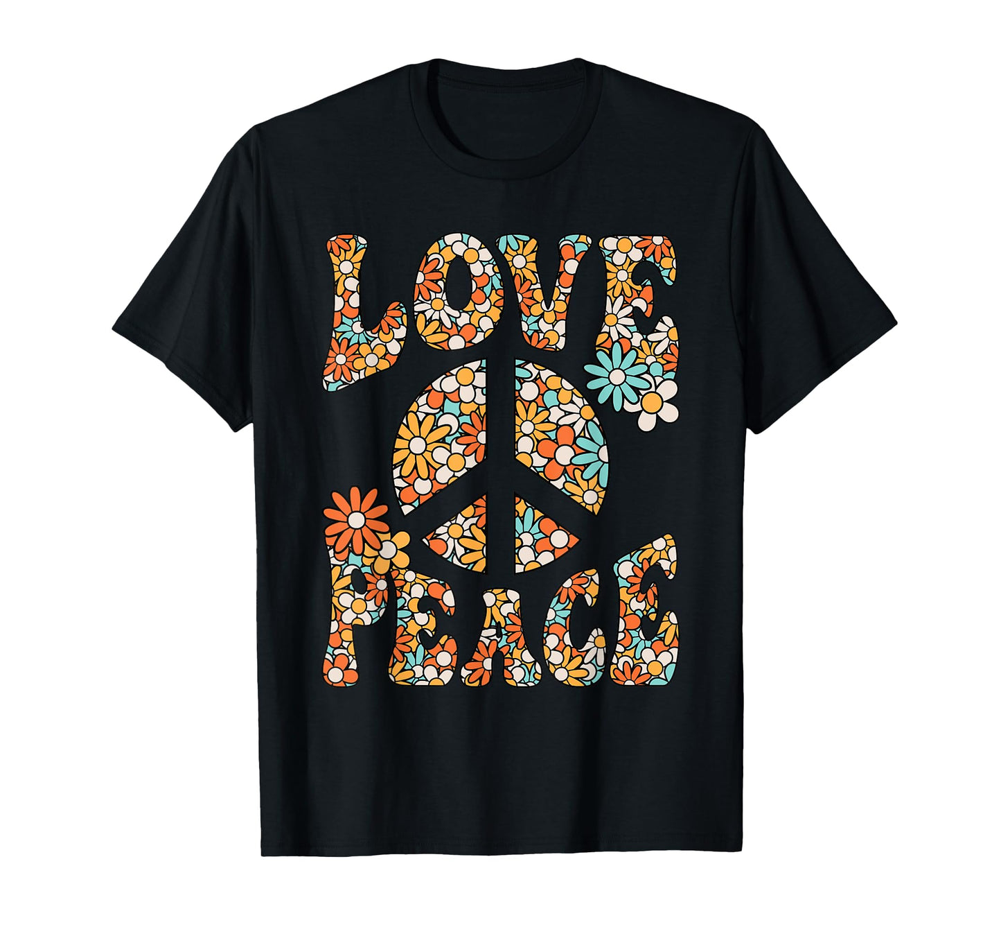 Love Peace Sign Hippie Flower Groovy 60s 70s Party Outfit T-Shirt