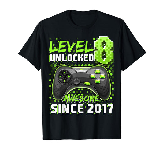 8th Birthday Boy Level 8 Gamer 8 Year Video Game Party T-Shirt