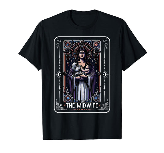 Midwife Tarot Card Witchy Doula L&D Nurse Spooky Midwife T-Shirt