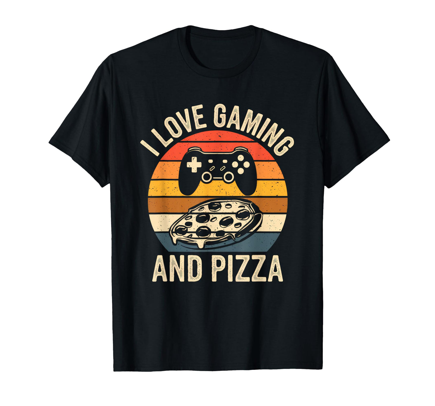 I Love Gaming And Pizza Vintage Funny Retro Pizza Gamer T-Shirt