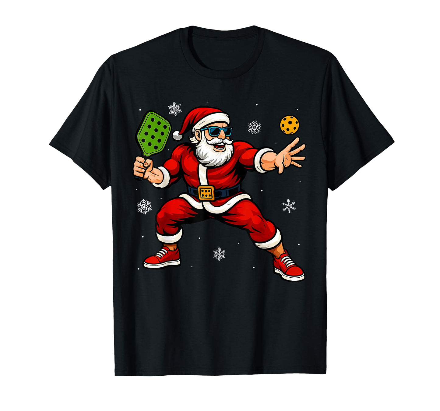 Santa Playing Pickleball Xmas Funny Christmas Pickleball T-Shirt