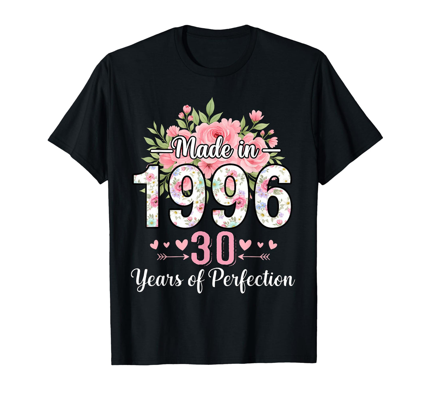 Made in 1996 Floral 30th Birthday Gifts Women 30 Years Old T-Shirt