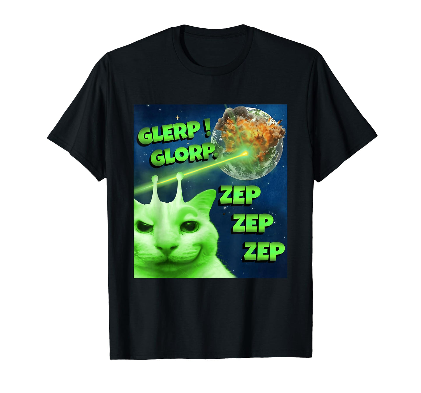 Glerp Glorp Funny Alien Cat Brainrot Gen Z Alpha Slang Meme T-Shirt