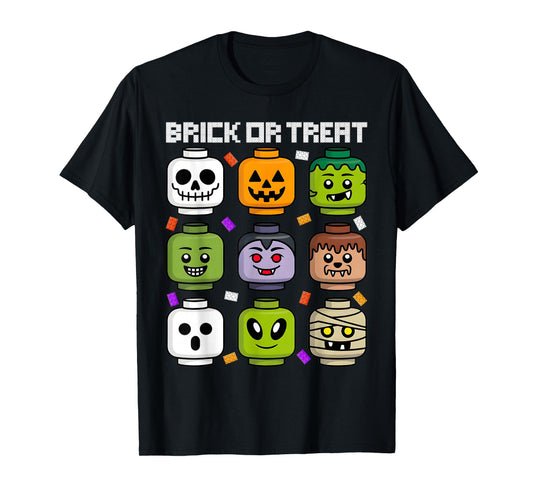 Brick or Treat Halloween Master Builder Blocks Building Kids T-Shirt