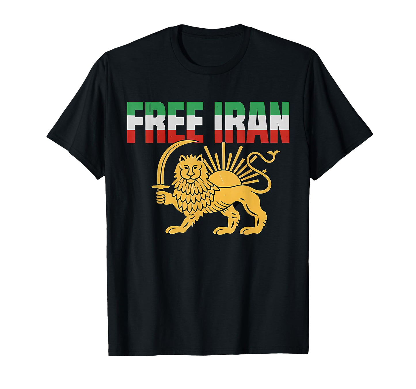 Free Iran T Iranian Flag Lion Men Women Boys Girls T-Shirt