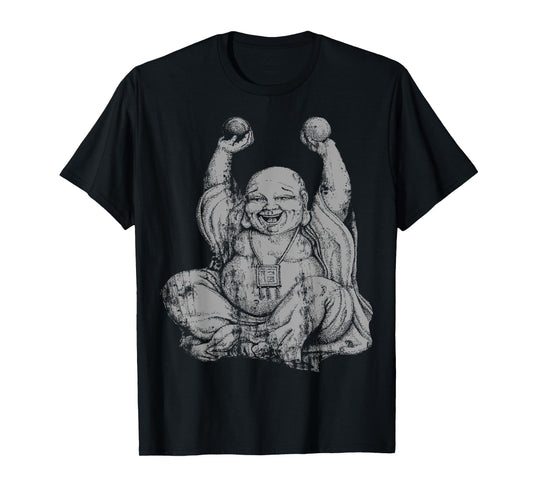 Silver Laughing Buddha Yoga T-Shirt