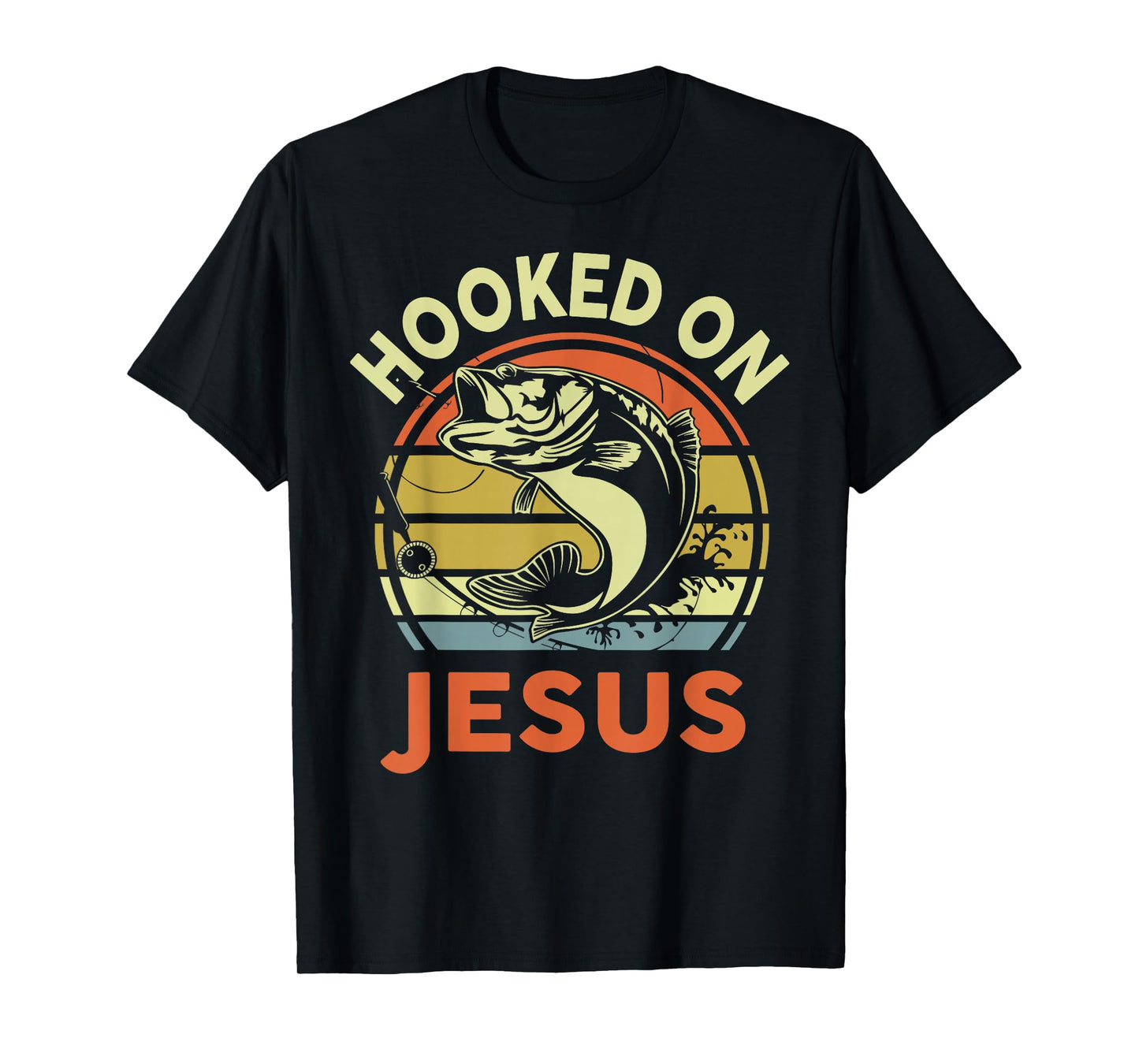 Hooked on Jesus Funny Christian Fishing Gift Dad Daughter T-Shirt