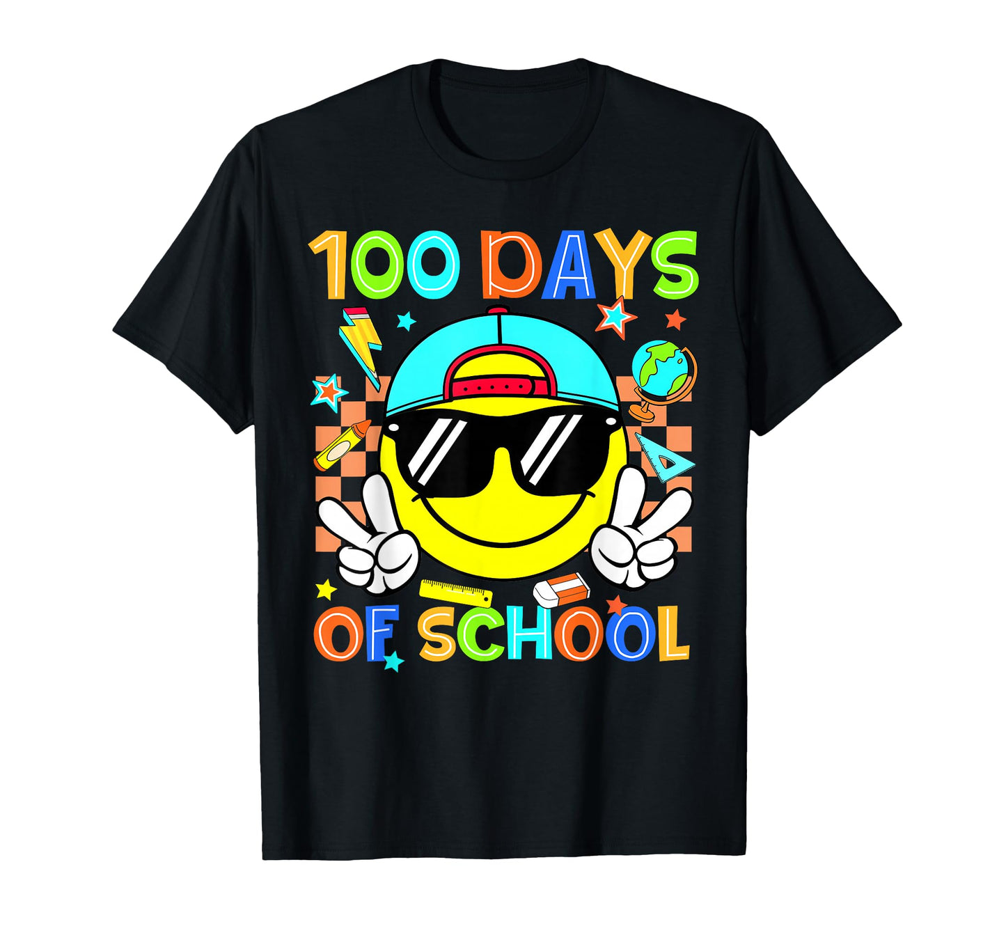 100 Days of School Groovy Smile Face Teacher Boy Kid T-Shirt