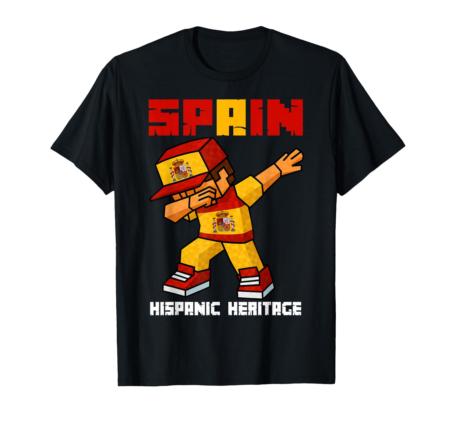 Spain Root Dab Boy Game Pixel Hispanic Heritage Spaniard Kid T-Shirt