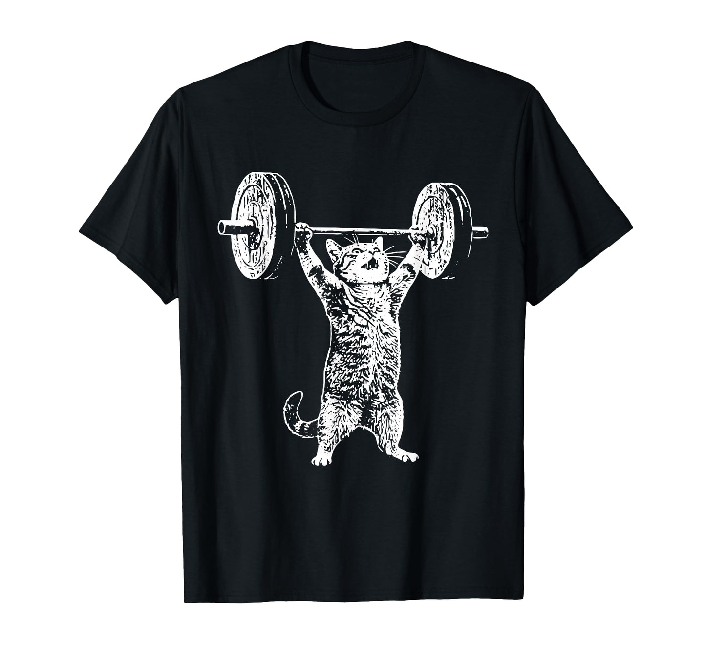 Vintage Retro Weight Lifting Gym Cat Deadlift Funny T-Shirt