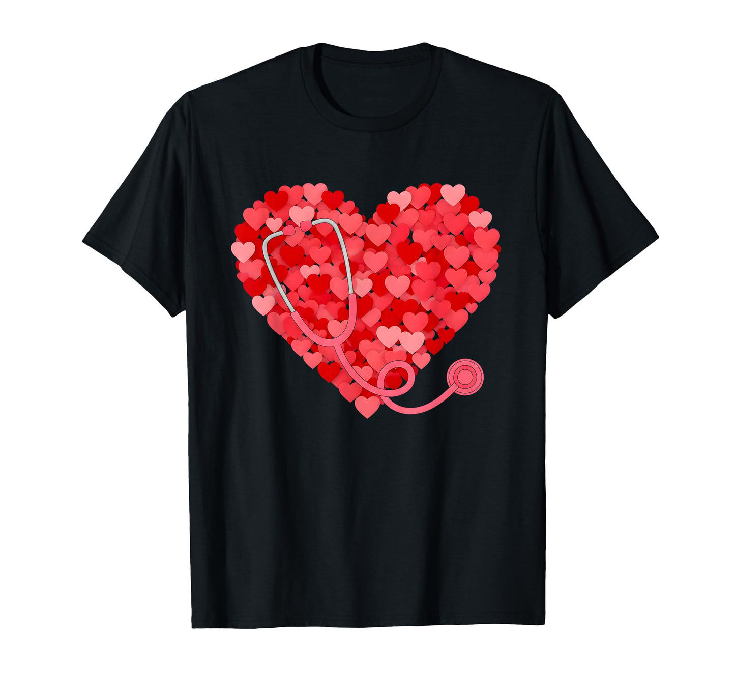 PCA Life Valentine Heart Stethoscope Nurse Healthcare T-Shirt