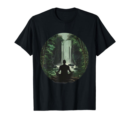 Meditation Zen Buddha Waterfall Buddhist Hindu Yoga Nature T-Shirt