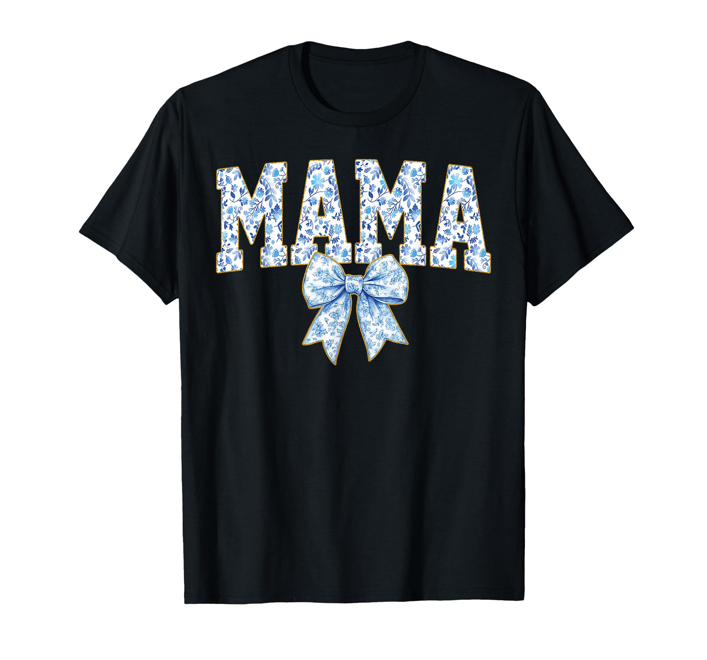 Mama Coquette Bow Groovy Blue Floral Mother's Day Mom Life T-Shirt