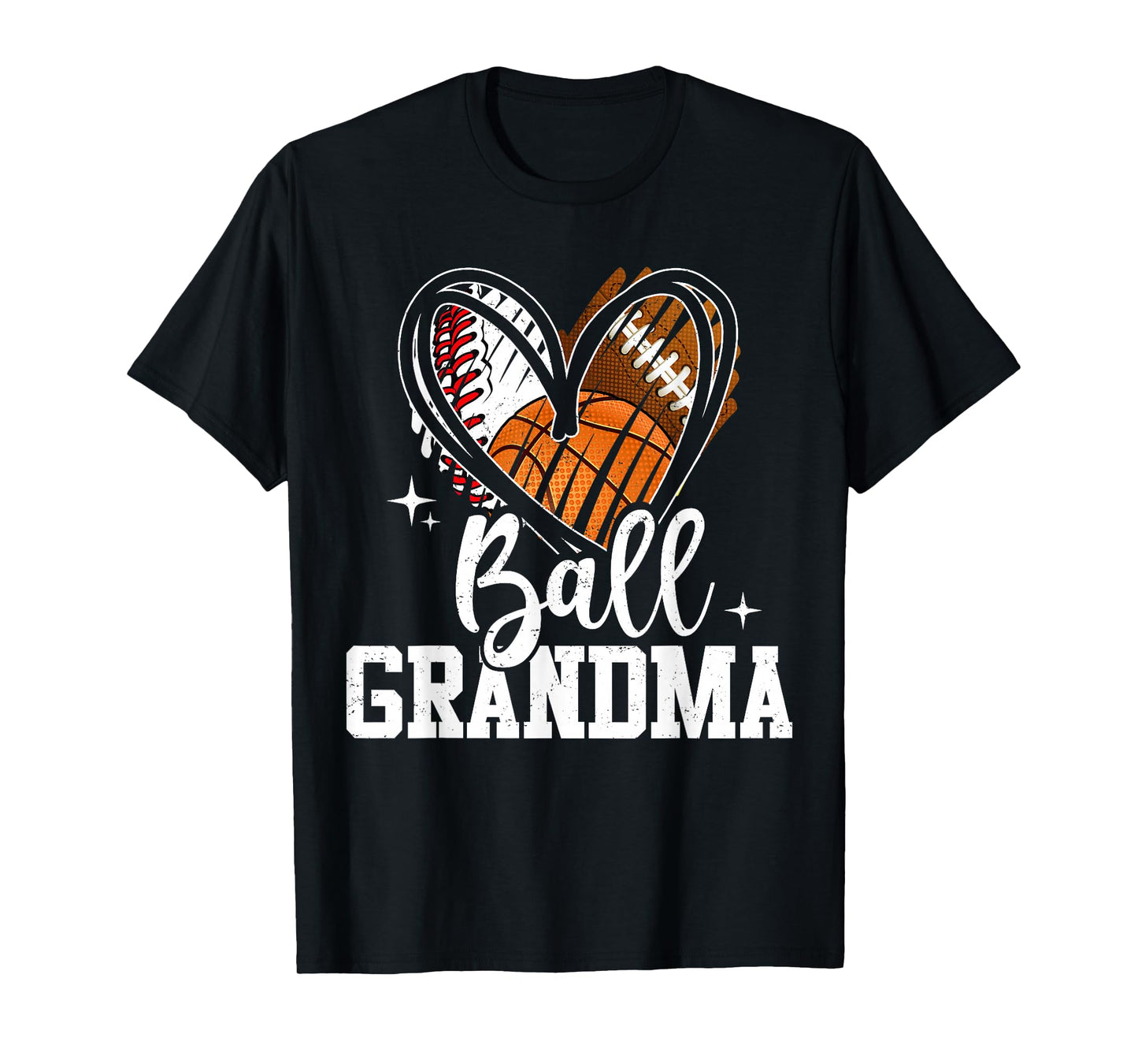 Ball Grandma Baseball Football Basketball Heart T-Shirt