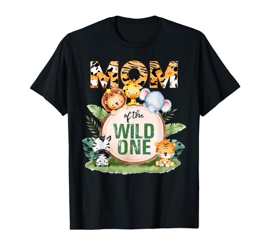Mom Of The Wild One 1st Birthday Safari Family Matching T-Shirt
