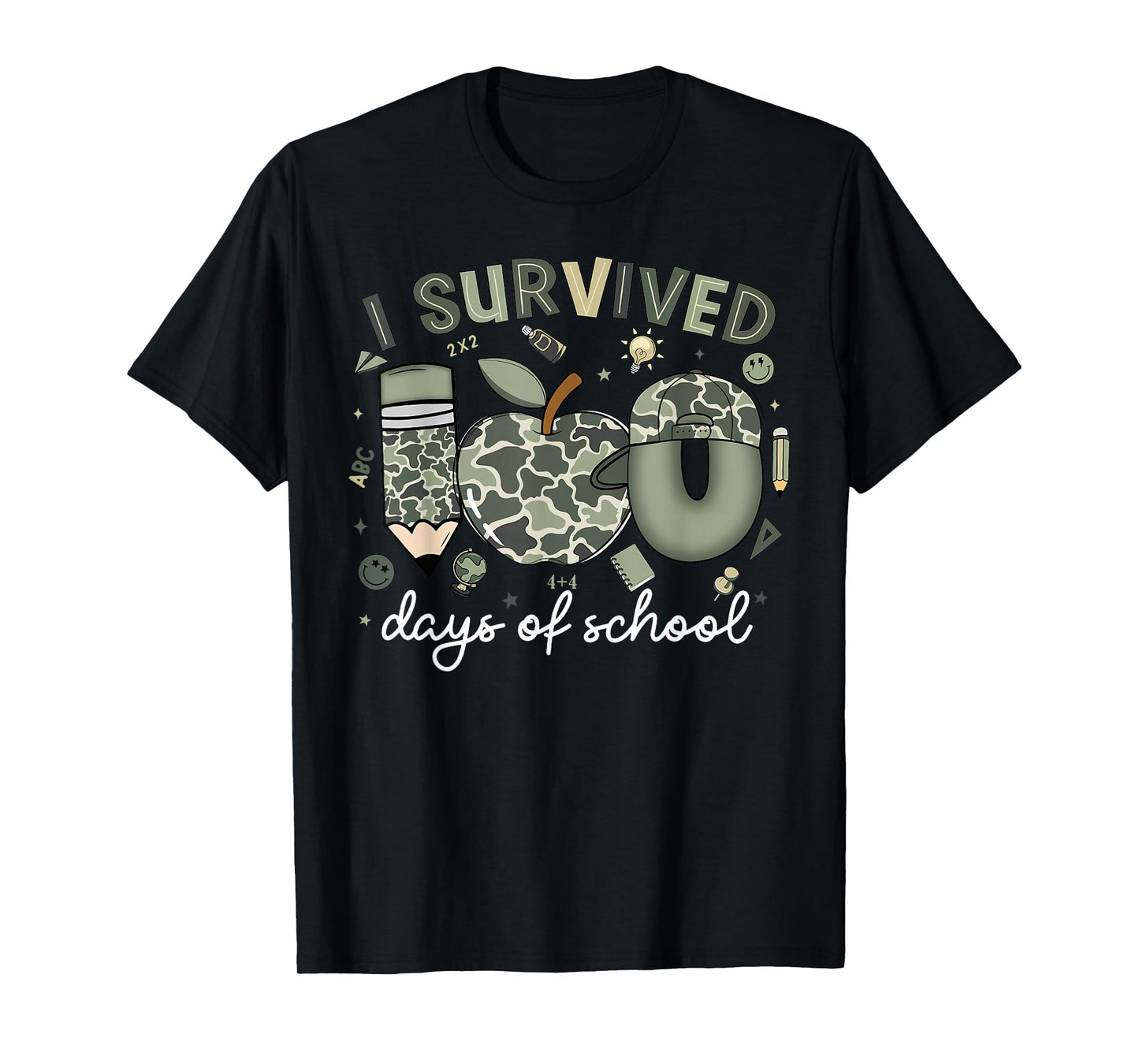 I Survived 100 Days of School Boys Camo 100th Day Teacher T-Shirt