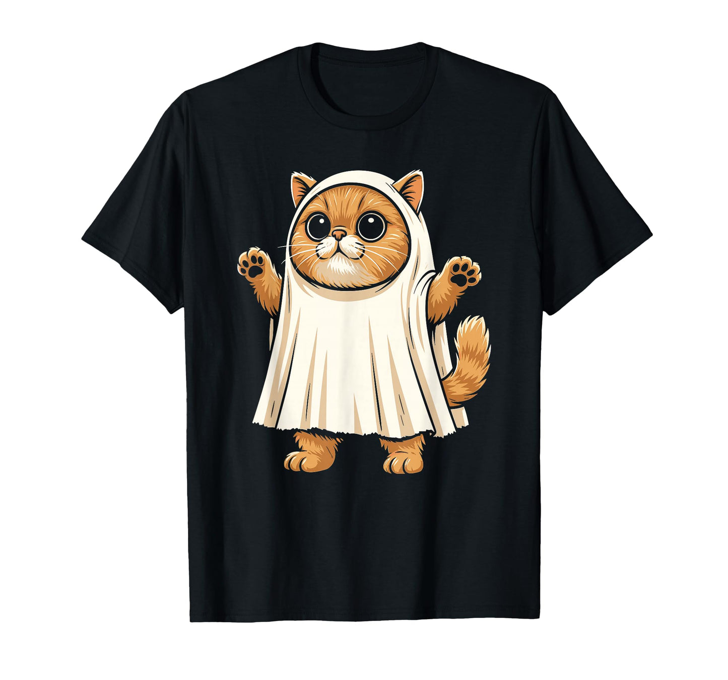 Sheet Ghost Cat Men Women Kids Teens Funny Halloween T-Shirt