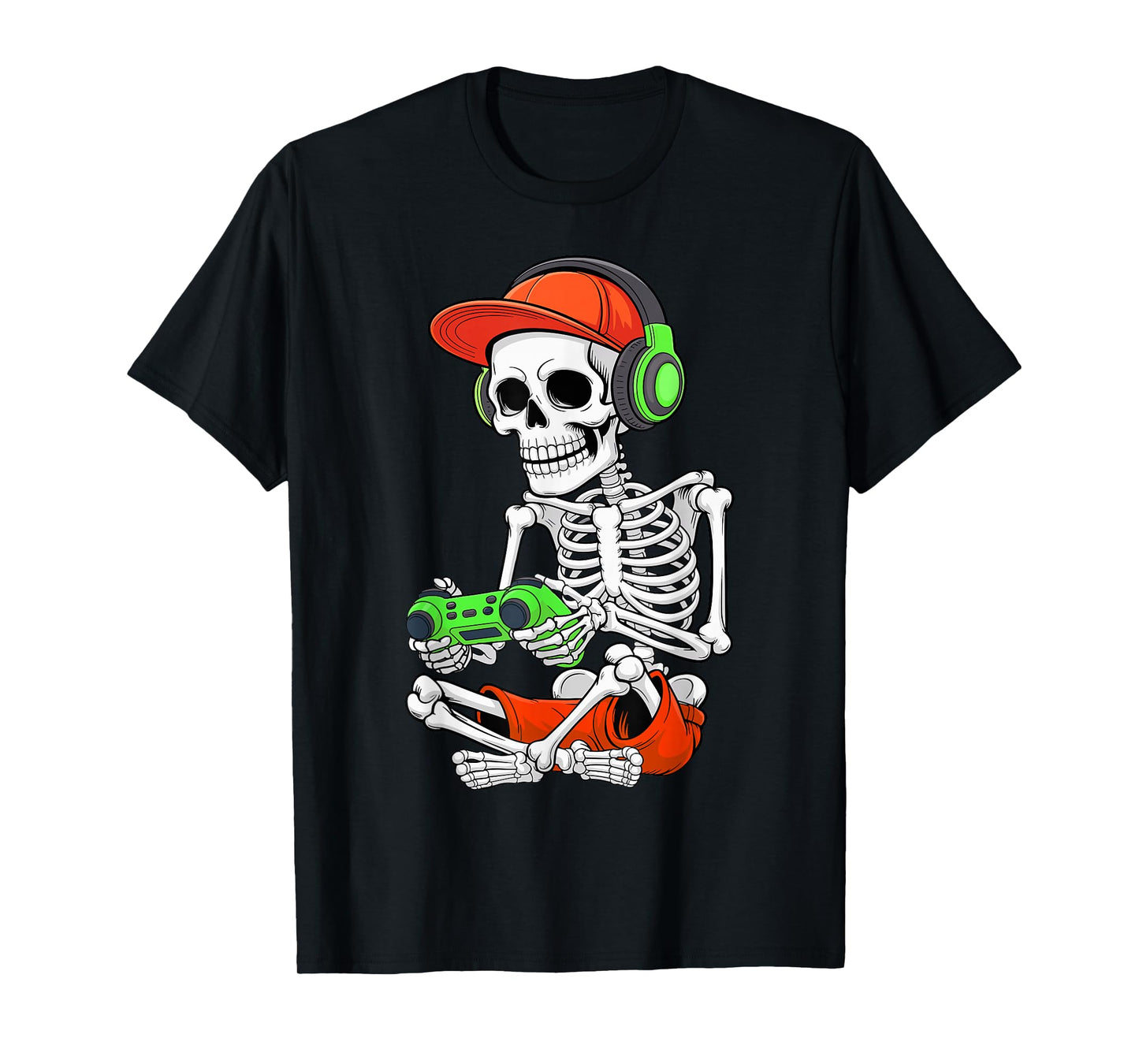 Cool Skeleton Gamer Video Gaming Halloween Men Teen Boy T-Shirt