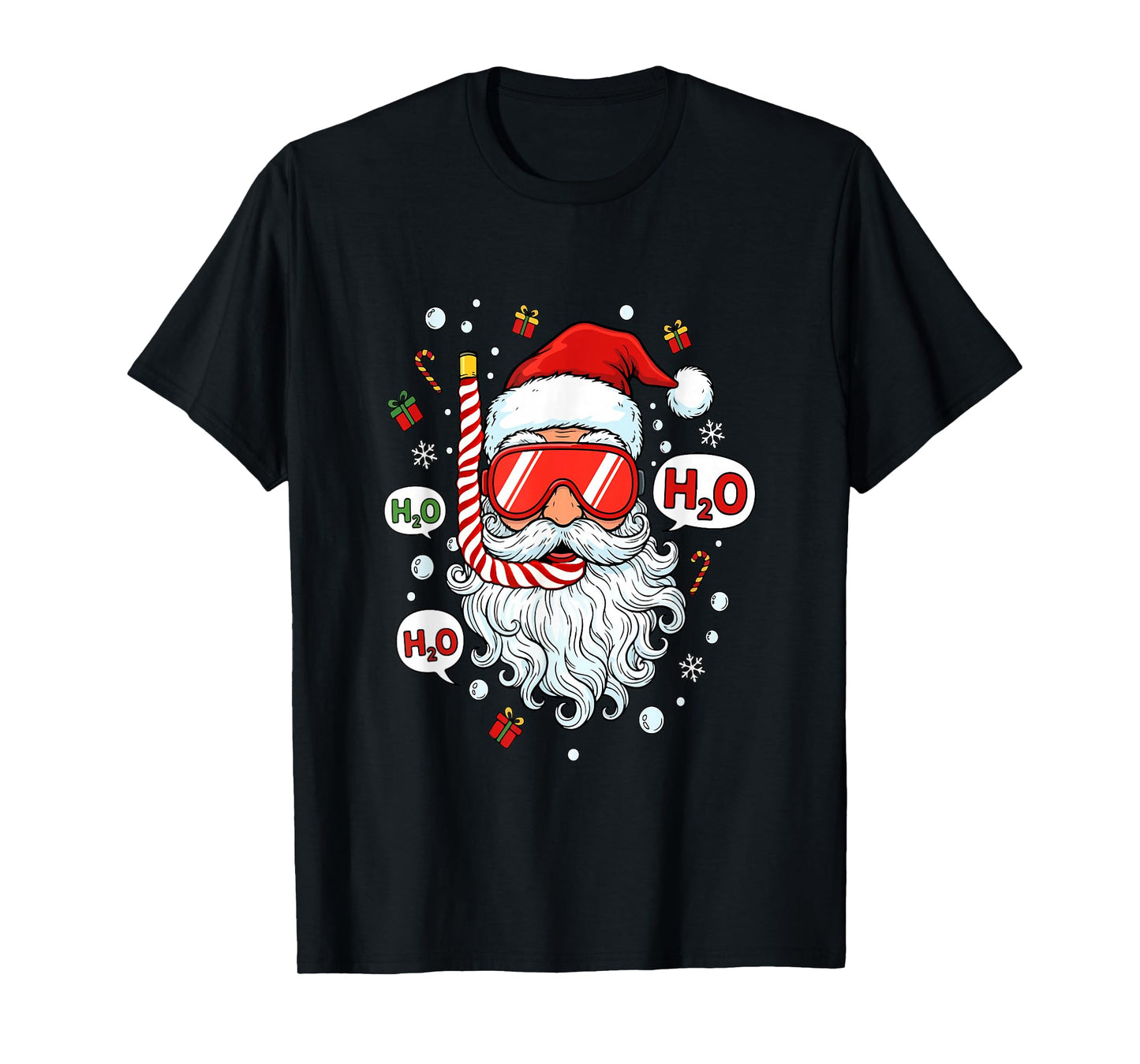 Santa Scuba Diving Equipment Funny Scuba Diver Christmas T-Shirt