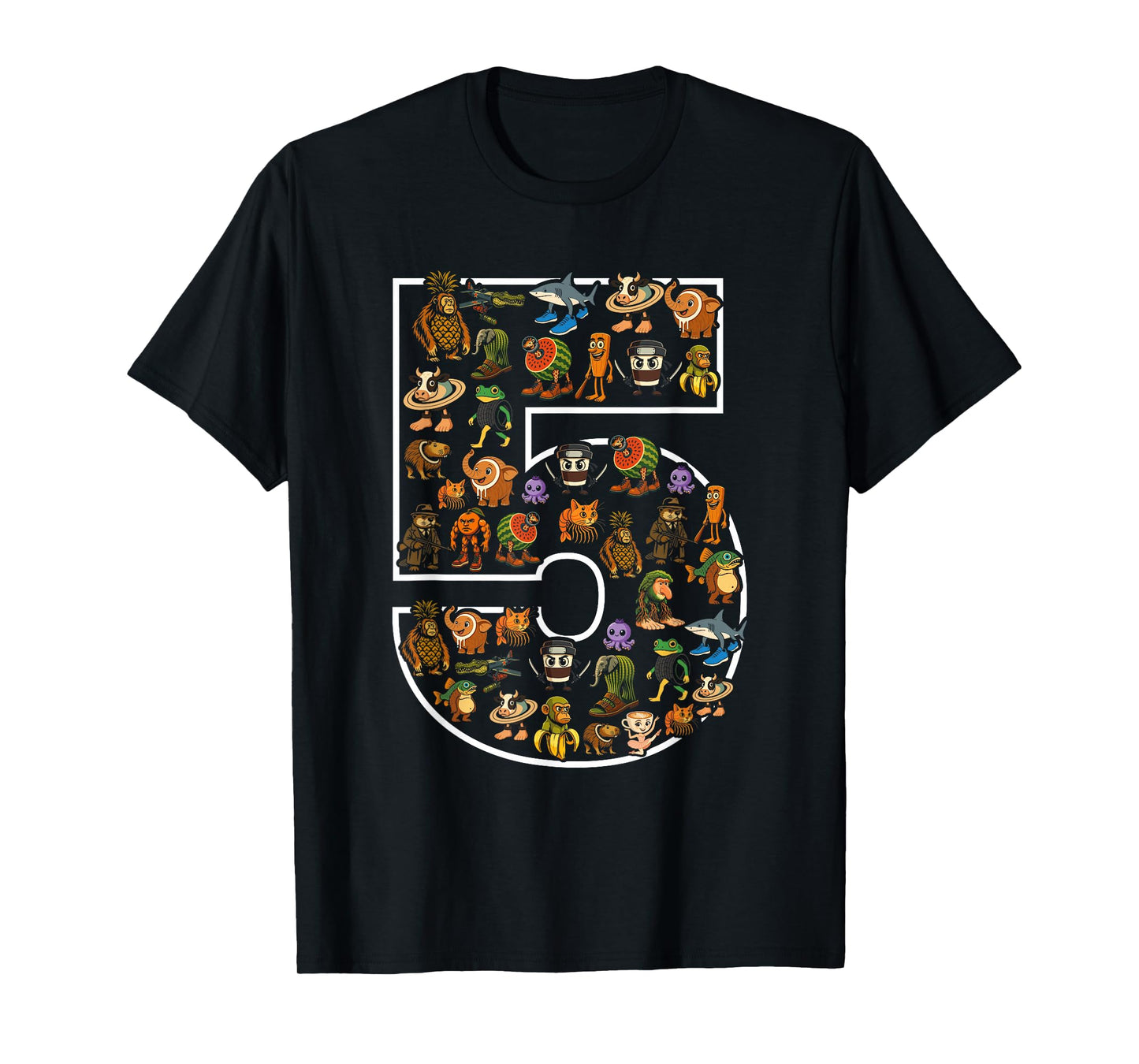 Italian Brainrot Birthday 5 Age Meme 5th Kids Boys Girls T-Shirt