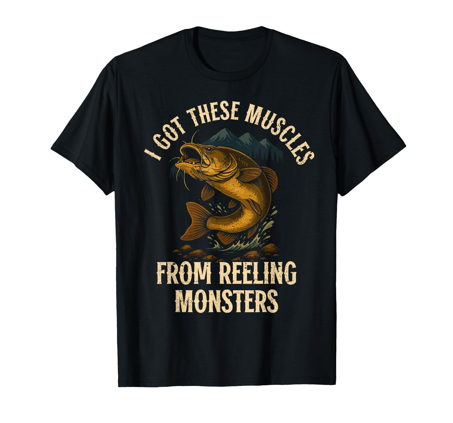 Trophy Flathead Reeling Monsters Funny Catfish cat Fishing T-Shirt