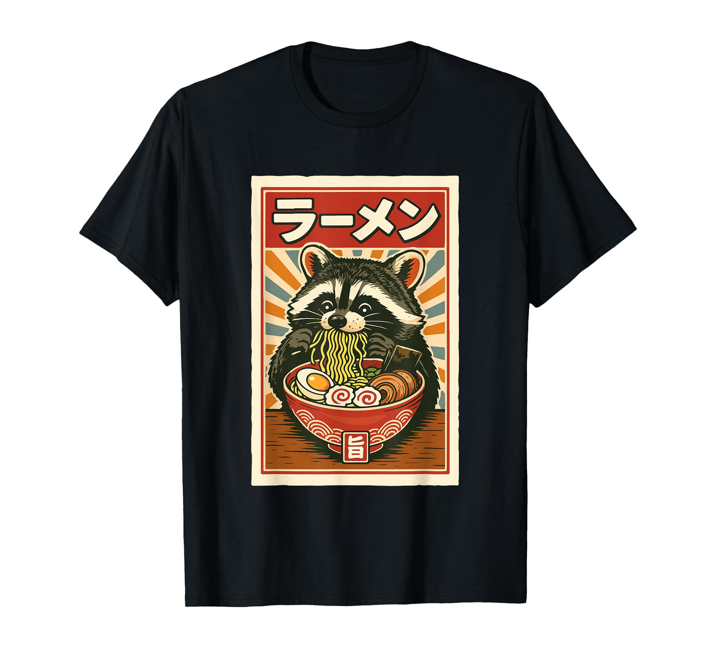 Funny Japanese Noodles Kawaii Animal Anime Ramen Raccoon T-Shirt
