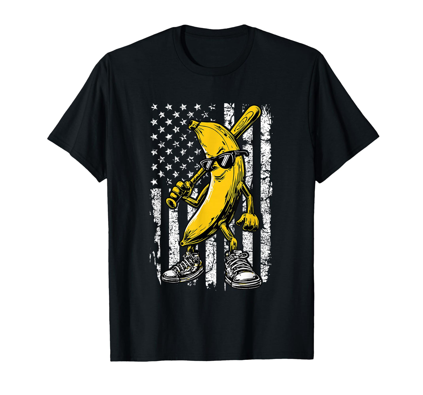 Banana Graphic Retro American Flag Banana Lover Boys Kids T-Shirt