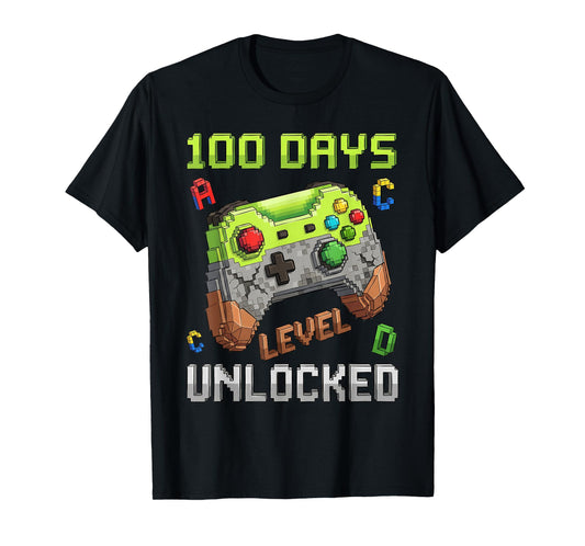 100 Days Level Unlocked Gaming 100 Days of School Boys T-Shirt