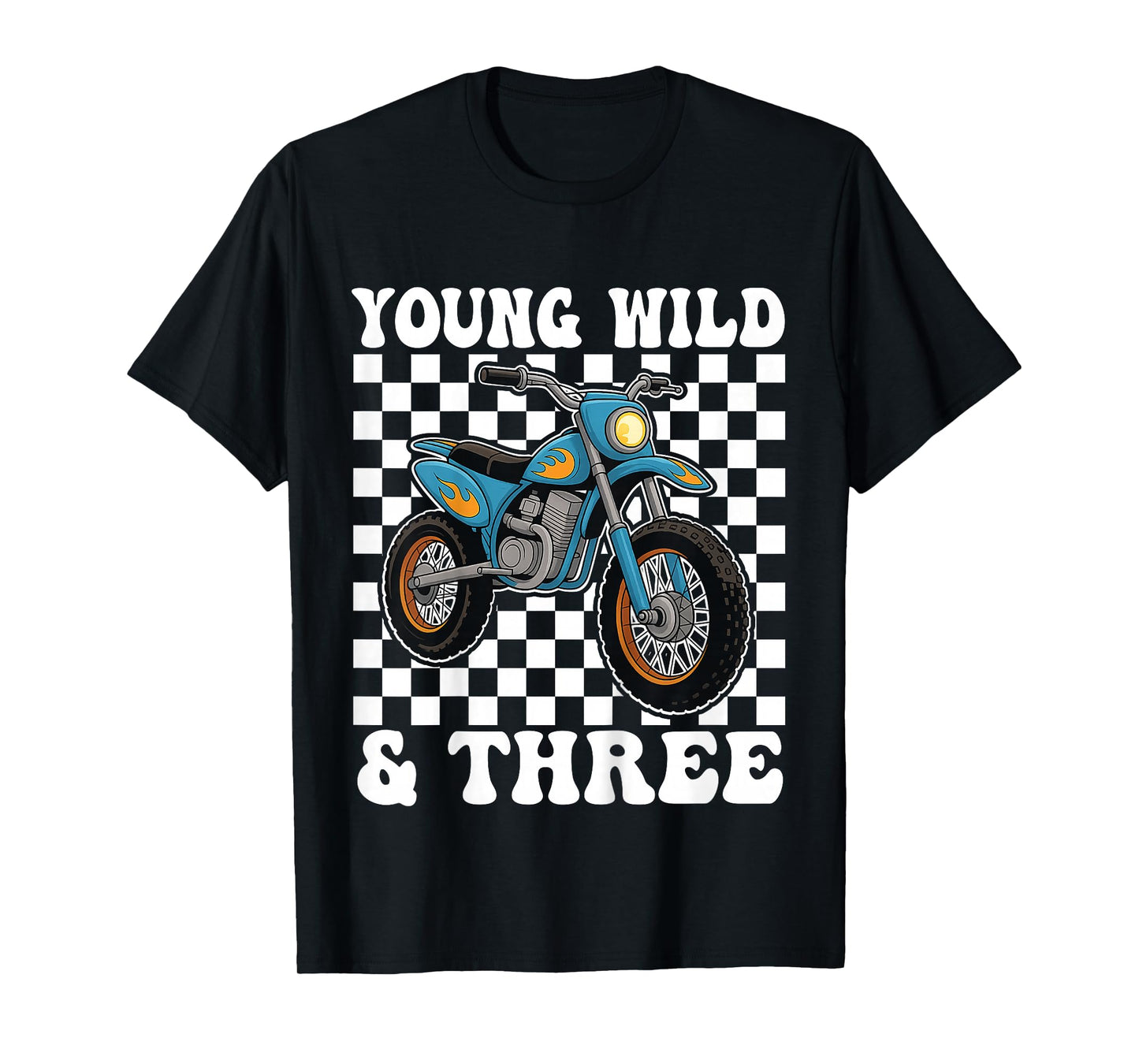 3rd Birthday Dirt Bike Young Wild and Three 3 Year Old T-Shirt