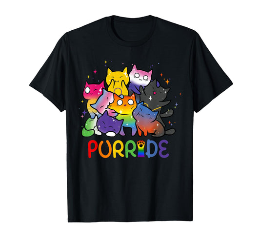 Purride Cat Pride Ally LGBT Rainbow Animal Lovers Women Kids T-Shirt