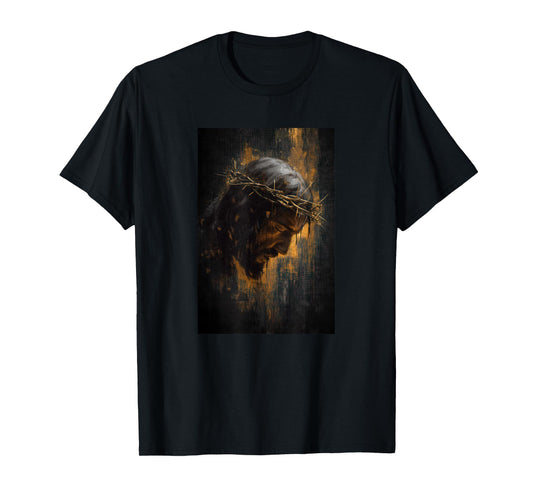 Face of Jesus Man of Sorrows Crowned in Thorns Faith T-Shirt
